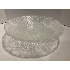 Elegant Large Round "Fused Rain-Drop" Glass Bowl, 12.5", Fluted Edge